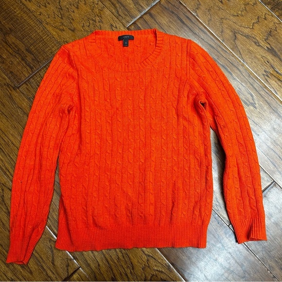 J. Crew Sweaters - J. Crew Orange Cable Knit Crew Neck Sweater
